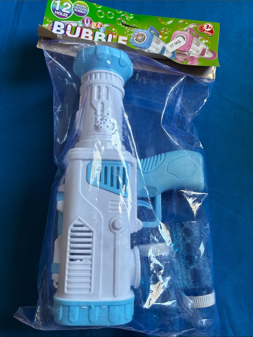 Vogue Bubble Blaster Toy - Light Blue & White